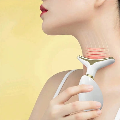 3-Color LED Light Therapy Massage Device, for Face Beauty, Neck & Body - Battery-Operated Skincare Beauty Tool, Perfect Gift