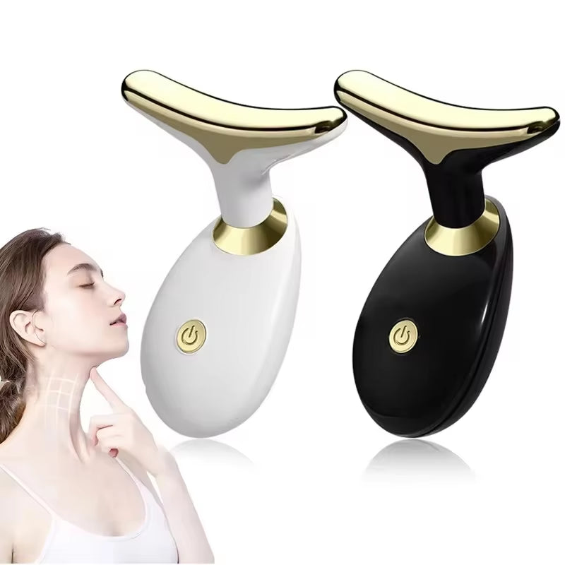 3-Color LED Light Therapy Massage Device, for Face Beauty, Neck & Body - Battery-Operated Skincare Beauty Tool, Perfect Gift