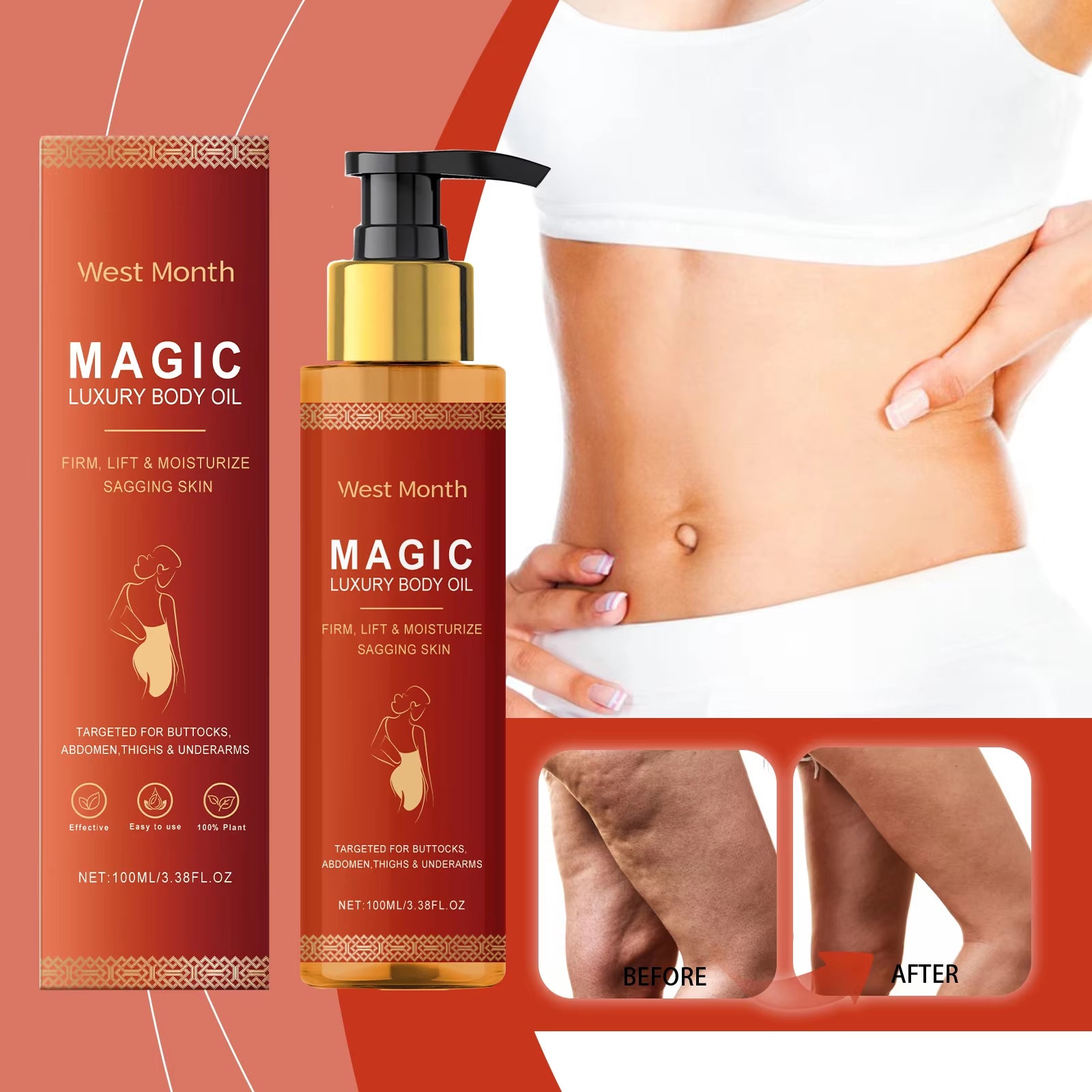 WEST MONTH Magic Luxury Body Oil Winter Skincare and Moisturizing, Soft and Firm Skin, Daily Care, Nourishing and Moisturizing