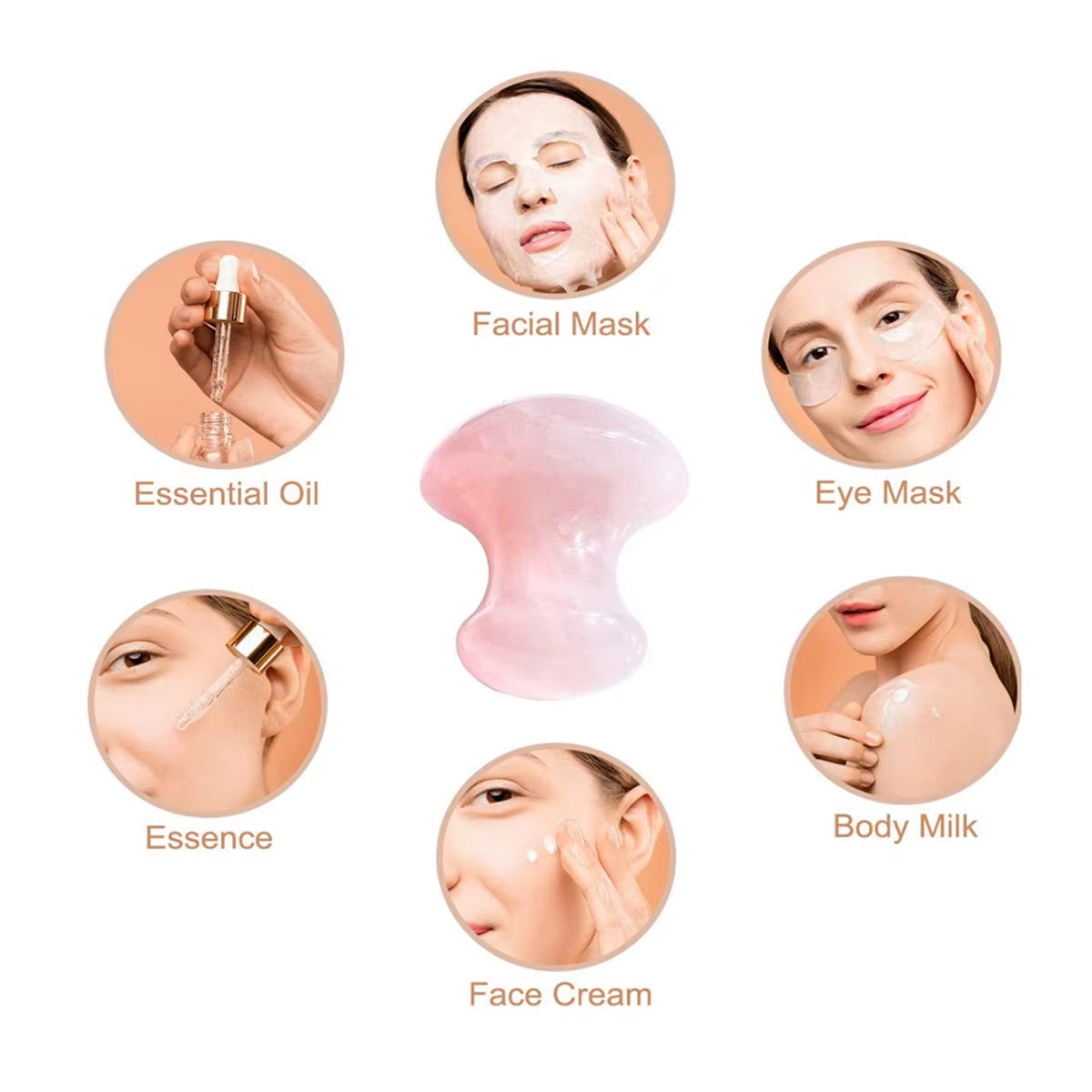 1Pc Mushroom Shape Guasha Facial Massage Relax Skin Care Tool Rose Quartz Face Lift Remove Wrinkles Portable Manual Massager