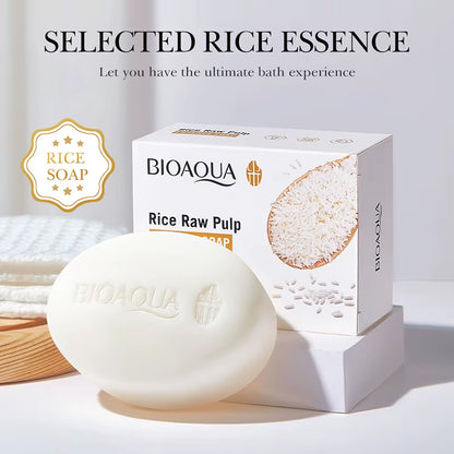 BIOAOUA Handmade Rice Soap Rice Puree Essence Bath Body Hydrating Oil Control Facial Cleansing Care Whitening Moisturizing Tools